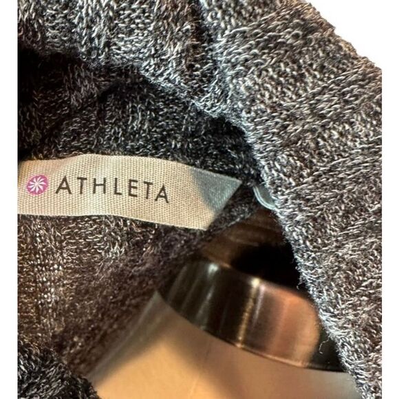 Athleta Transit Cowl Neck Ribbed Sweater Stretch Soft Ribbed Gray Women Medium - Picture 3 of 5